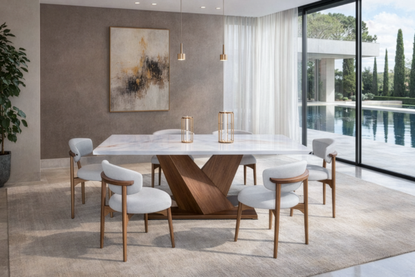 Burdeos con Top Everstone (Mesa + Sillas Belline)