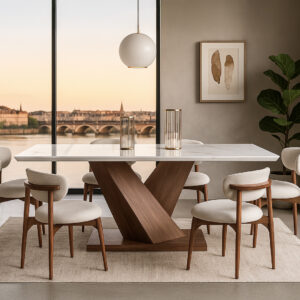 Burdeos con Top Everstone (Mesa + Sillas Belline)